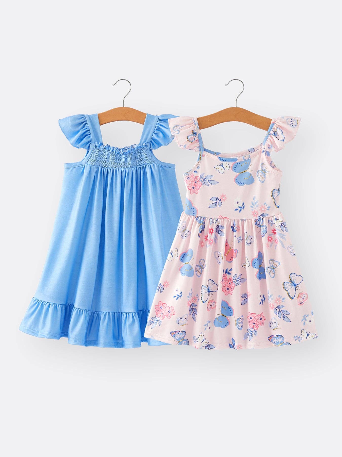 Blue and Butterfly Girls Suspender Dress
