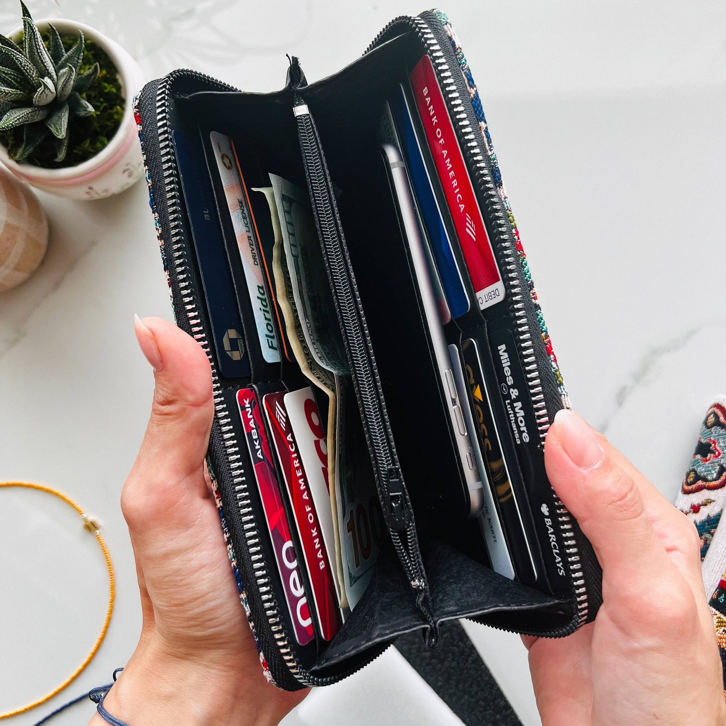 Wallet for Women, Blue Wallet for Women, Handmade Wallets