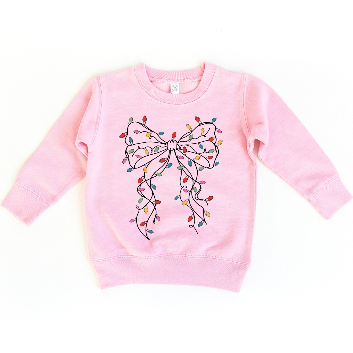 Christmas Bow and Lights Kids Pullover Sweatshirt