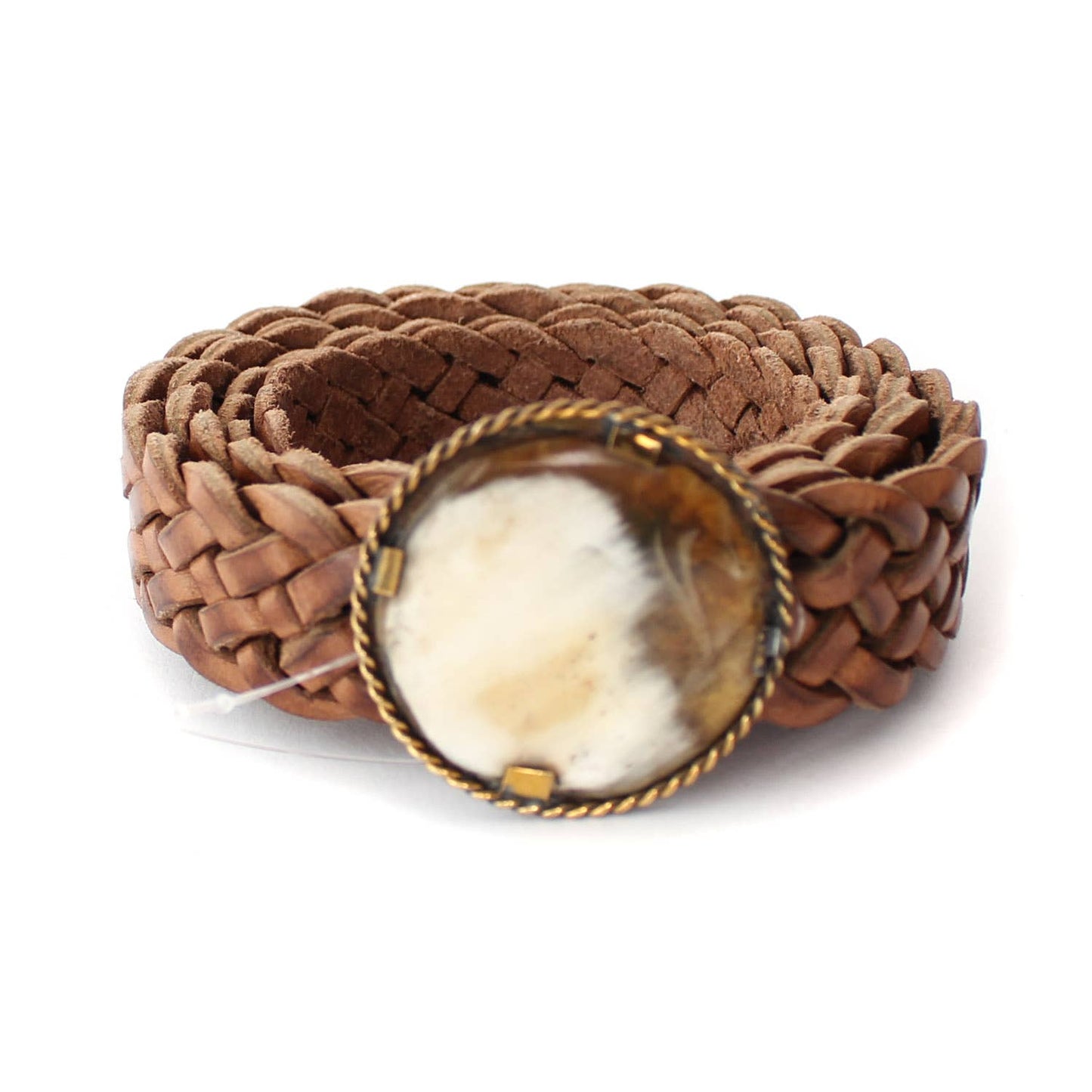 Large Round Buckle Leather Belt