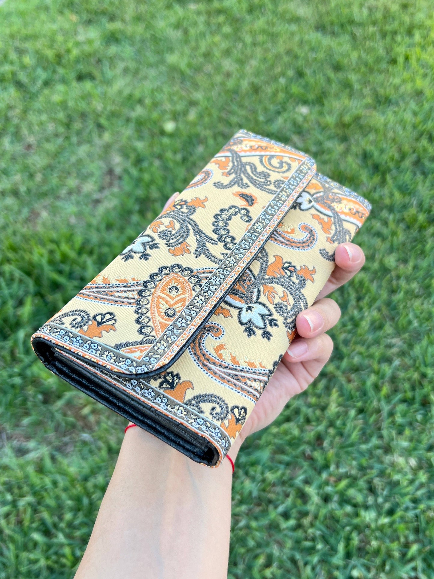 Large Trifold Wallet, Boho Wallet for Women, Handmade Wallet