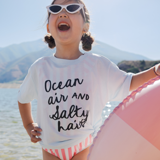 Ocean Air and Salty Hair Girls Beach Summer Kids Shirt