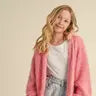 Pink Cropped Kids Cardigan