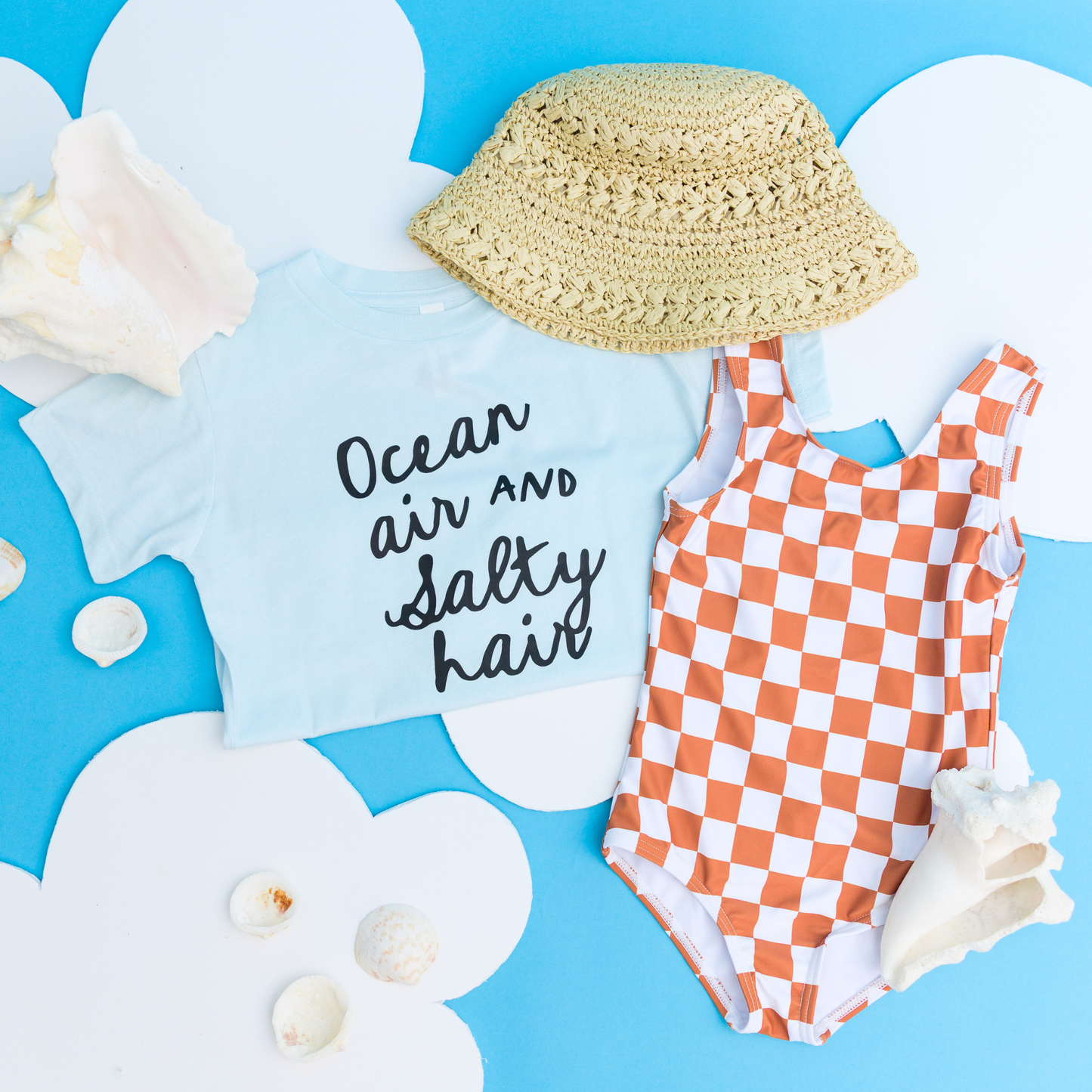 Ocean Air and Salty Hair Girls Beach Summer Kids Shirt