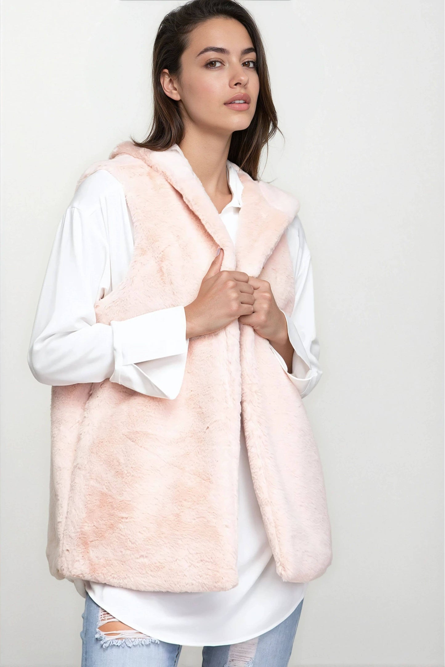 Faux Fur Hoodie Vest