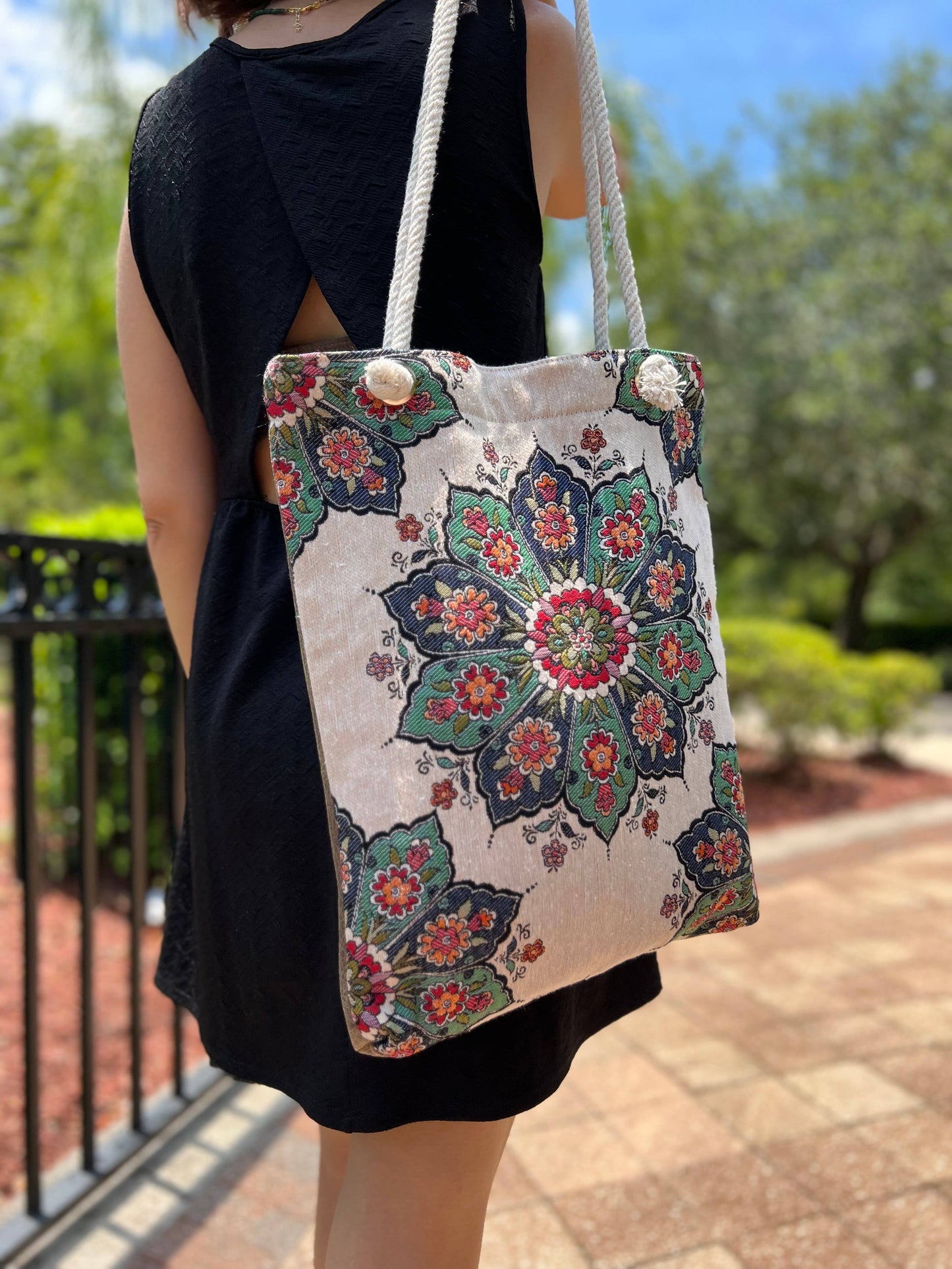 Boho Shoulder Bag, Handmade Tote Bag, Woven Beach Bag