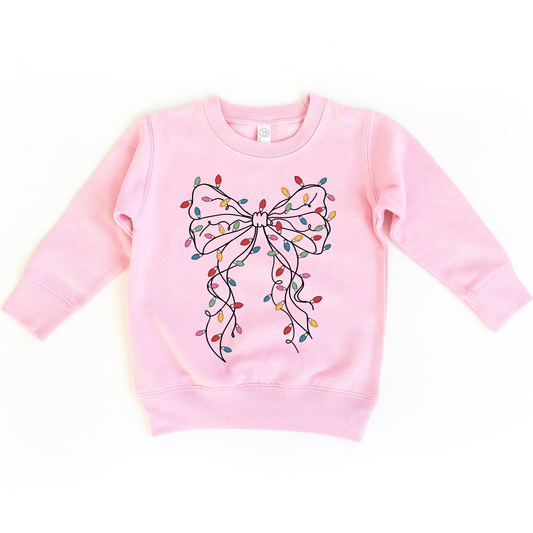 Christmas Bow and Lights Kids Pullover Sweatshirt