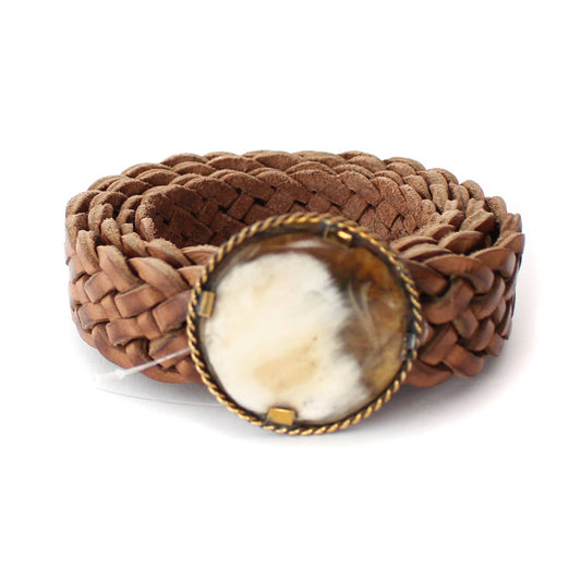 Large Round Buckle Leather Belt