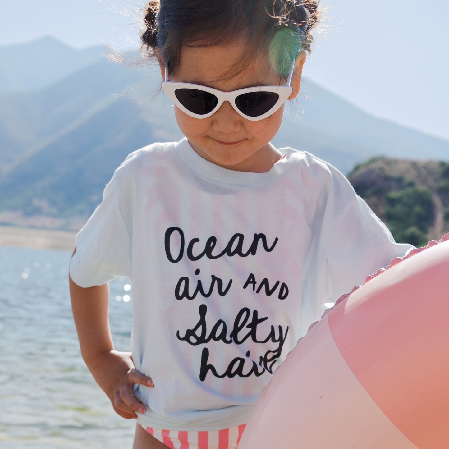 Ocean Air and Salty Hair Girls Beach Summer Kids Shirt