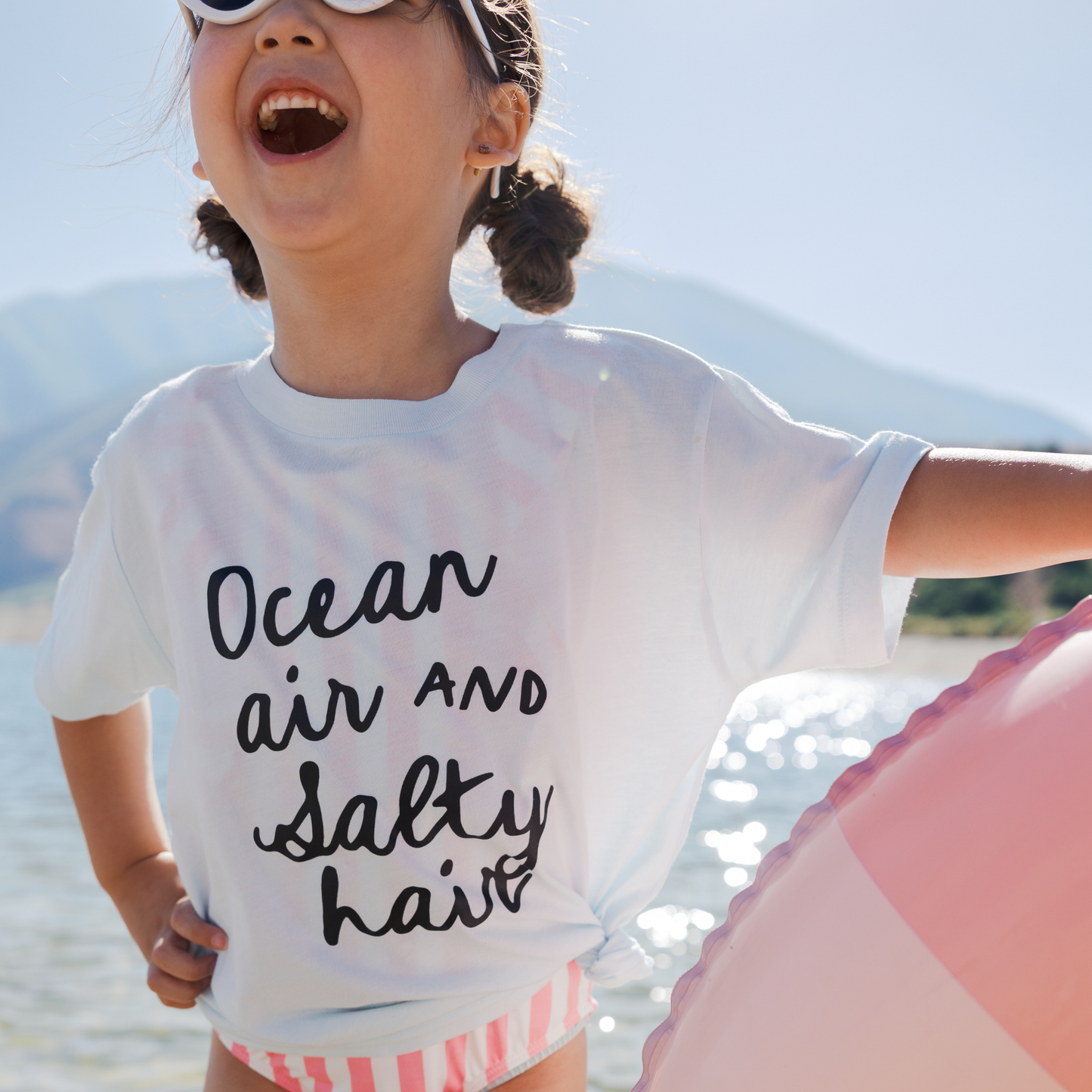 Ocean Air and Salty Hair Girls Beach Summer Kids Shirt