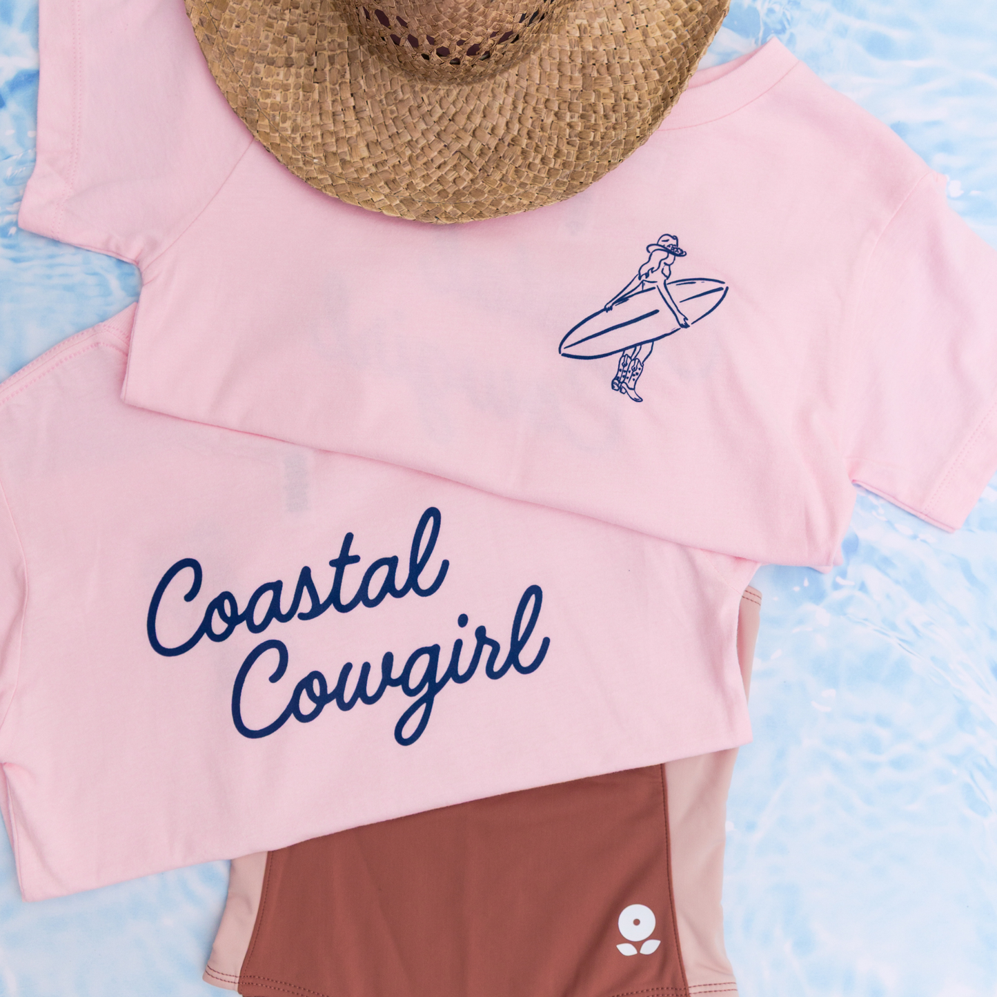 Coastal Cowgirl Surfboard Girls Beach Summer Kid Shirt