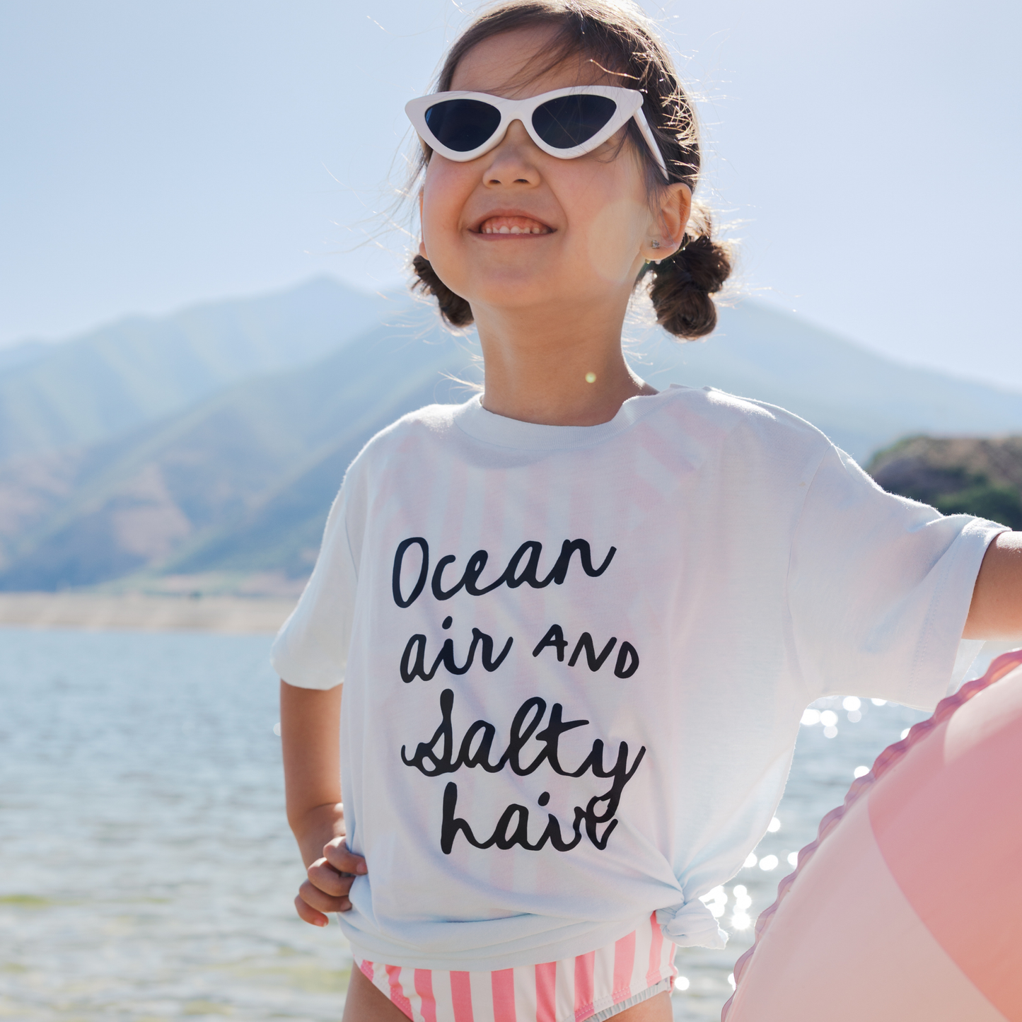 Ocean Air and Salty Hair Girls Beach Summer Kids Shirt