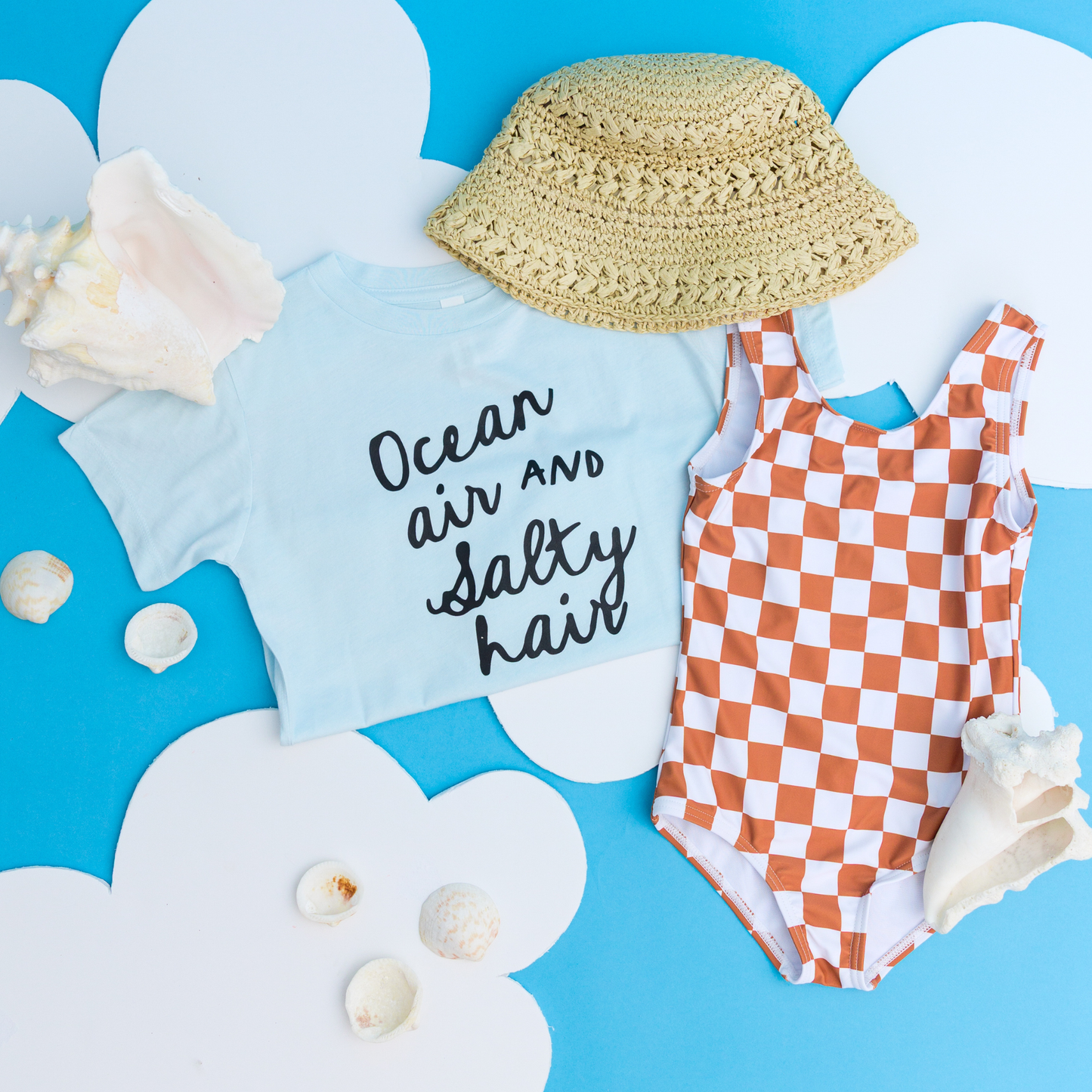 Ocean Air and Salty Hair Girls Beach Summer Kids Shirt
