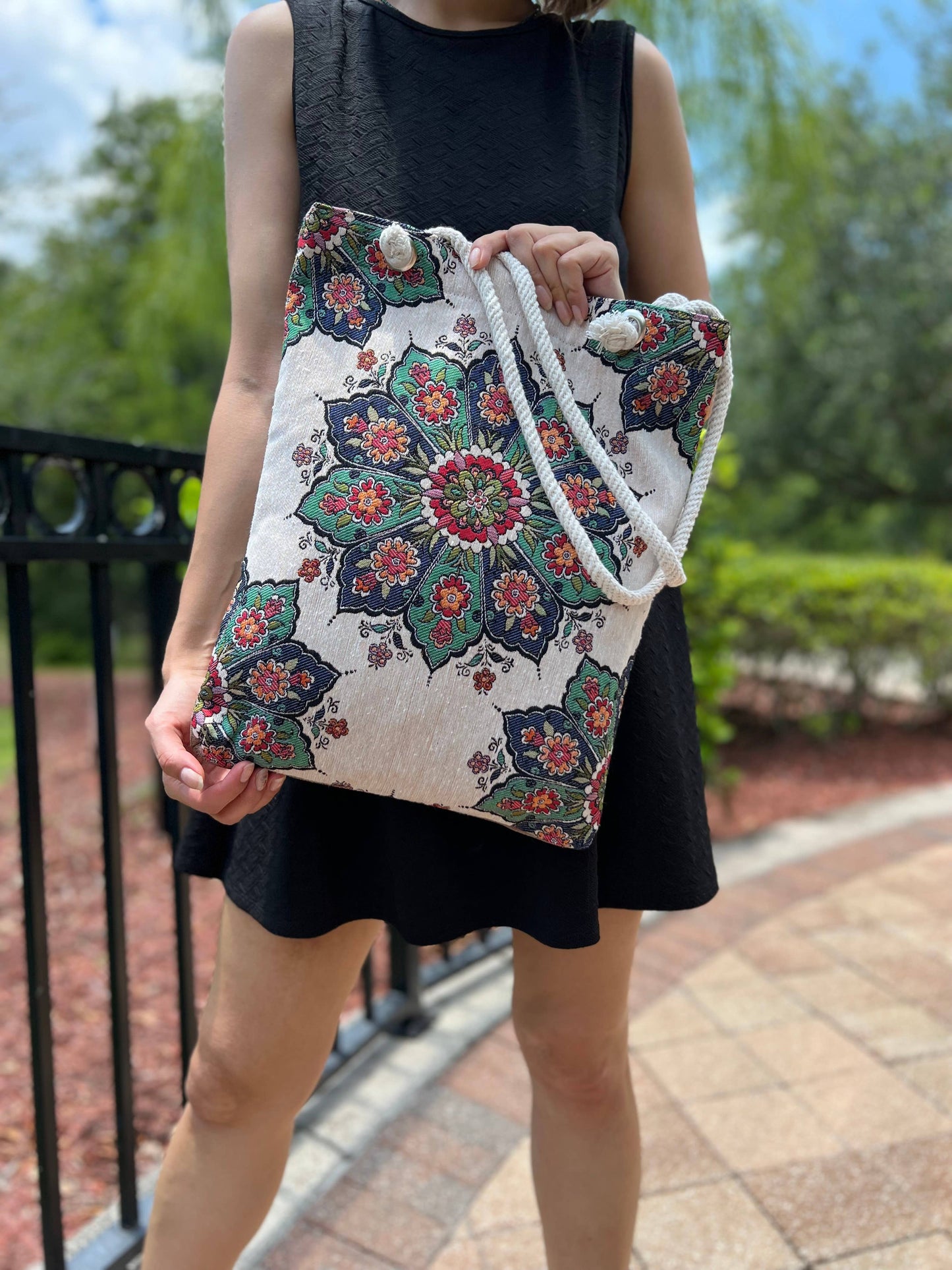 Boho Shoulder Bag, Handmade Tote Bag, Woven Beach Bag