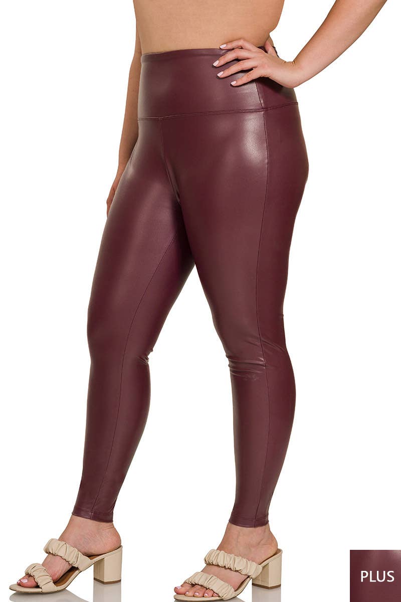 ,._ 42POPS High waist vegan leather leggings