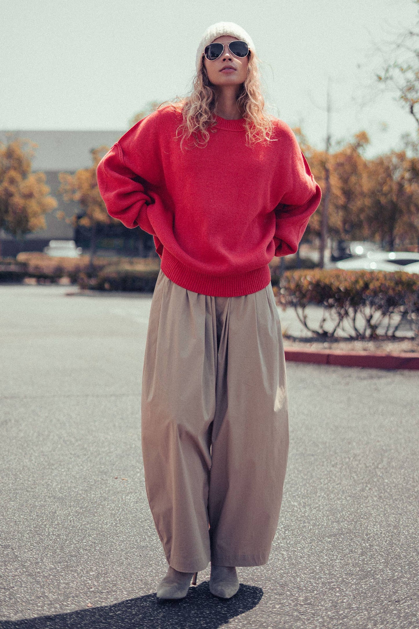 Oversized Winter Red Knit Sweater