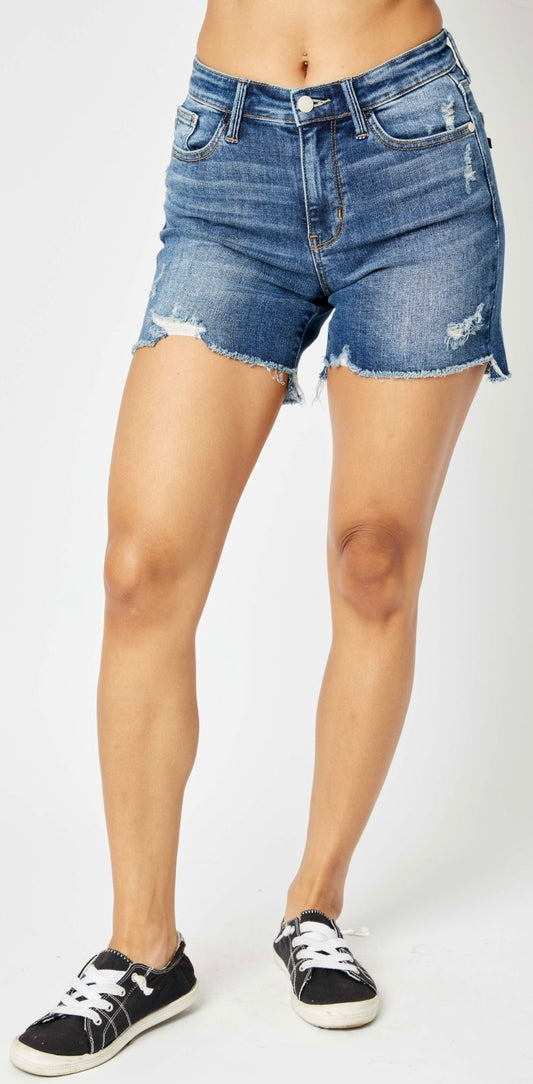 JB mid rise hi/lo cut offs