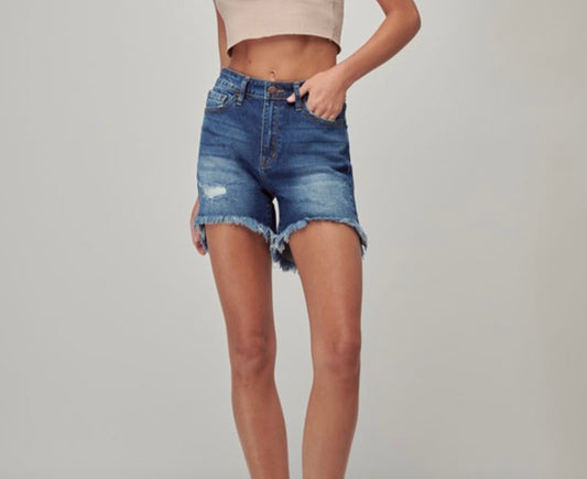 Juju high low denim shorts