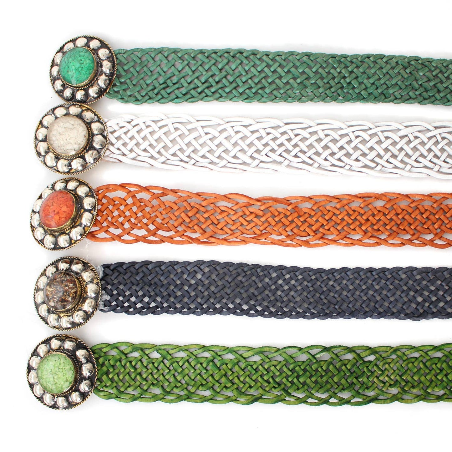 4 Round Buckle Leather Belt