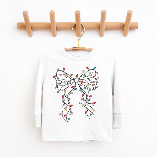 Christmas Bow and Lights Kids Long Sleeve Shirt