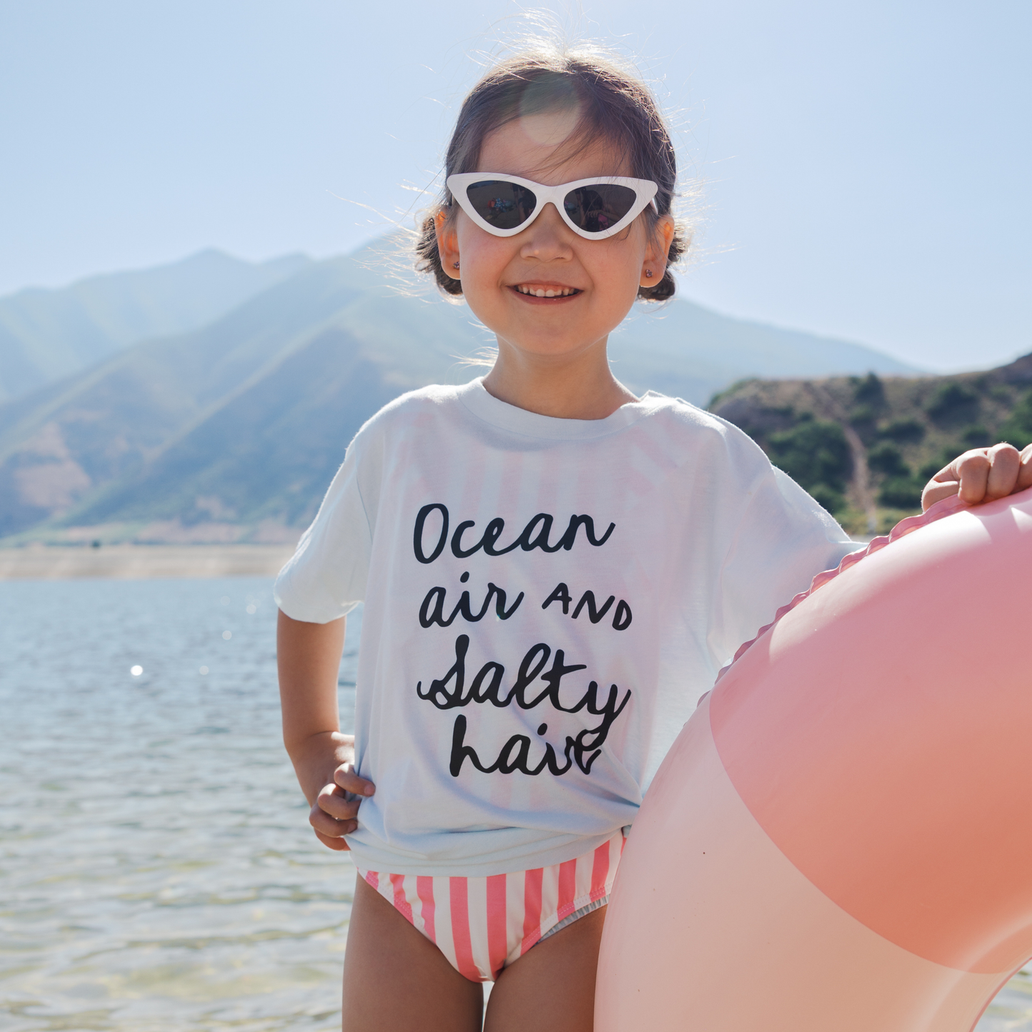 Ocean Air and Salty Hair Girls Beach Summer Kids Shirt