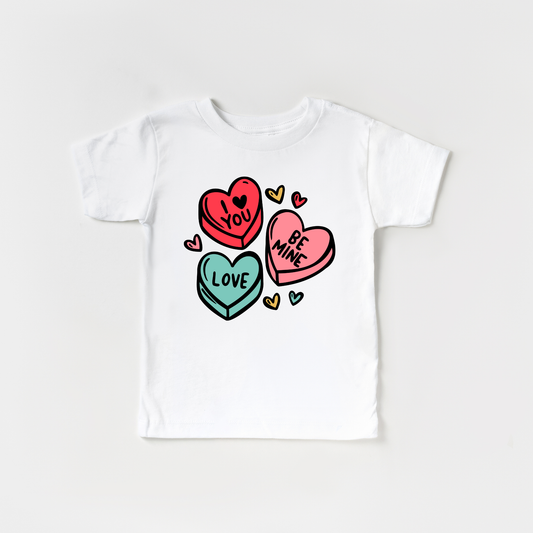 Candy Hearts Valentines Day Shirt Toddler and Youth