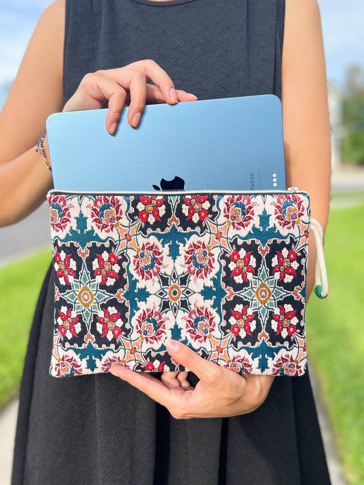 Floral Clutch with Wristlet, Handmade Clutch Bag for Women,