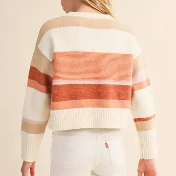 Beige Stripped Cropped Kids Sweater