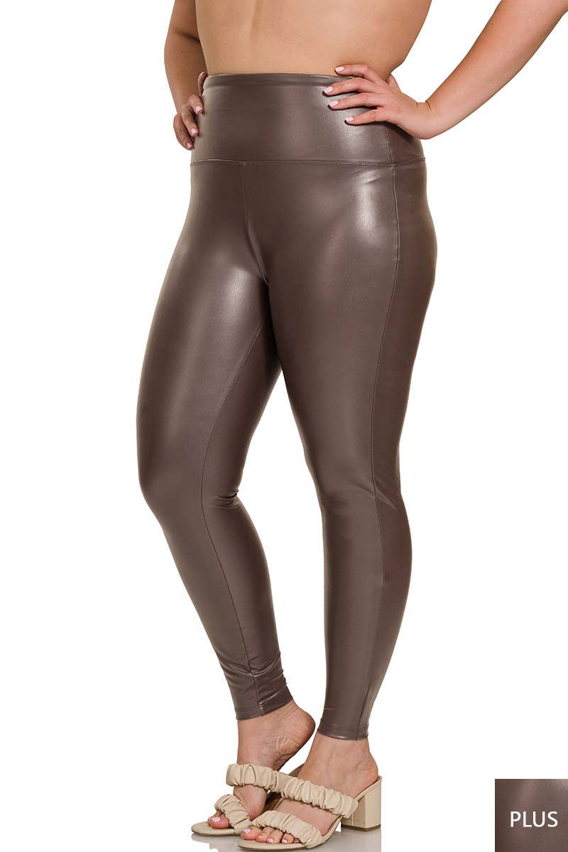 ,._ 42POPS High waist vegan leather leggings