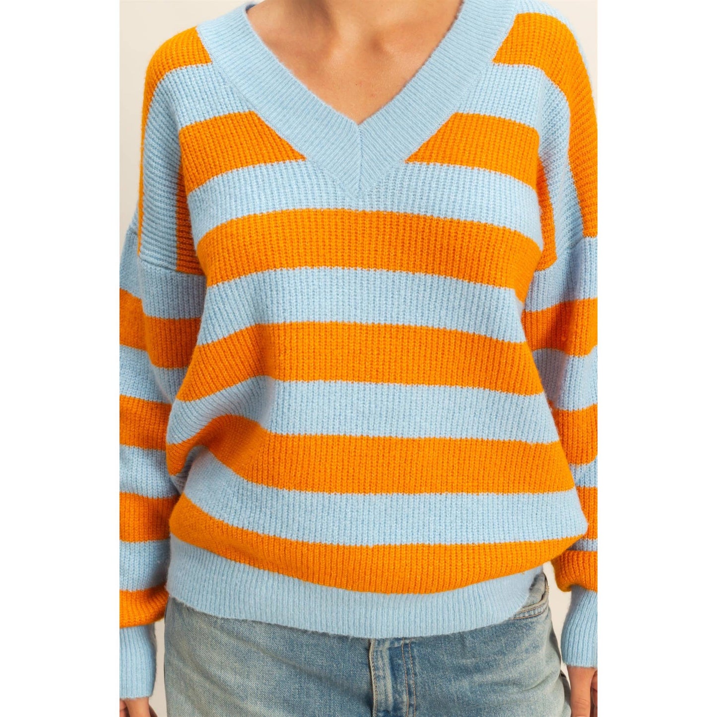 Striped V-Neck Sweater