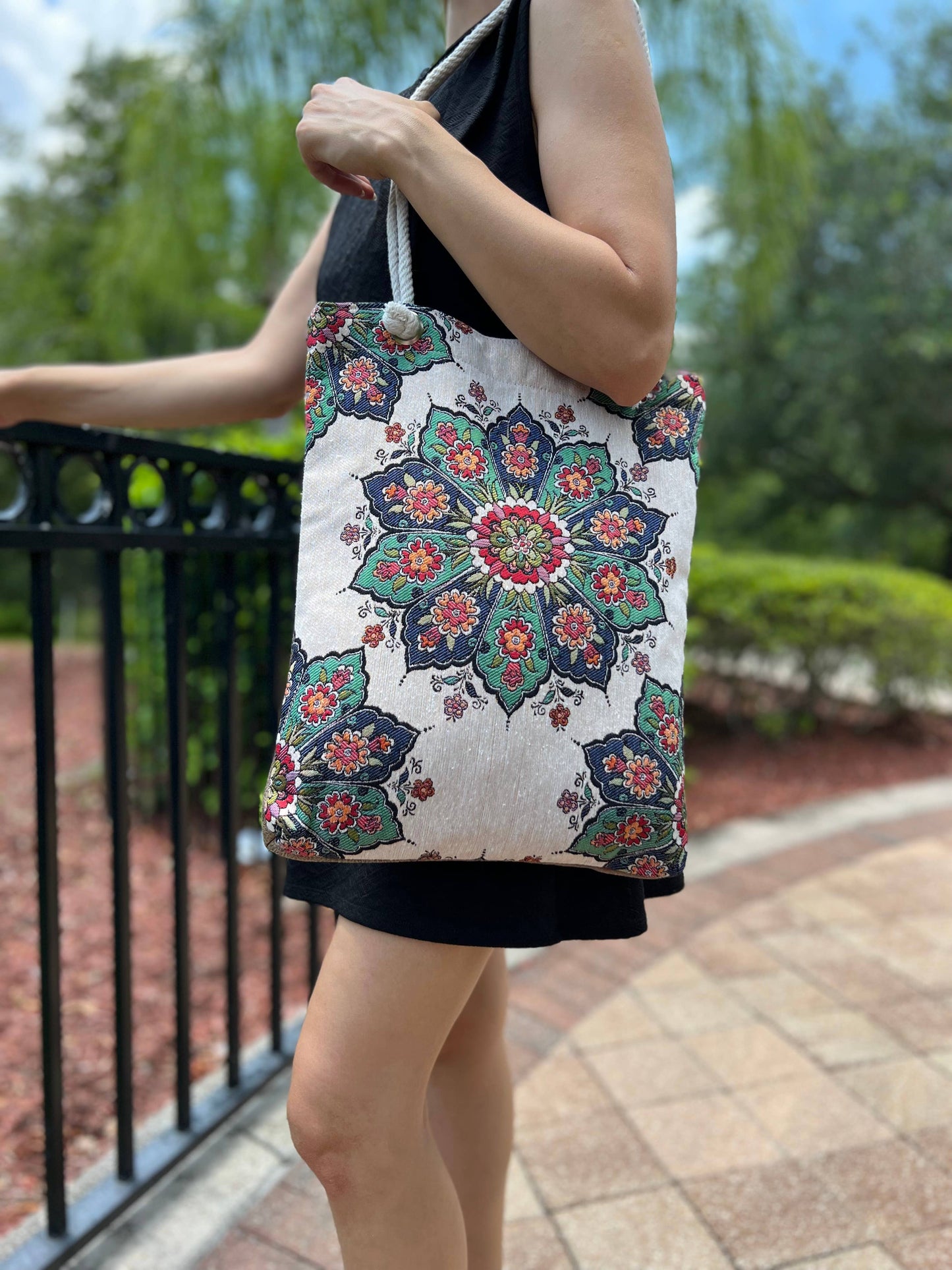 Boho Shoulder Bag, Handmade Tote Bag, Woven Beach Bag