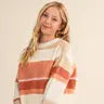 Beige Stripped Cropped Kids Sweater